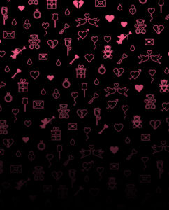 olika kärlekssymboler illustrerade mot svart bakgrund