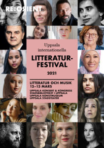 Kollage på många ansikten som medverkari Uppsala litteraturfestival samt text : "Uppsala litteraturfestival"