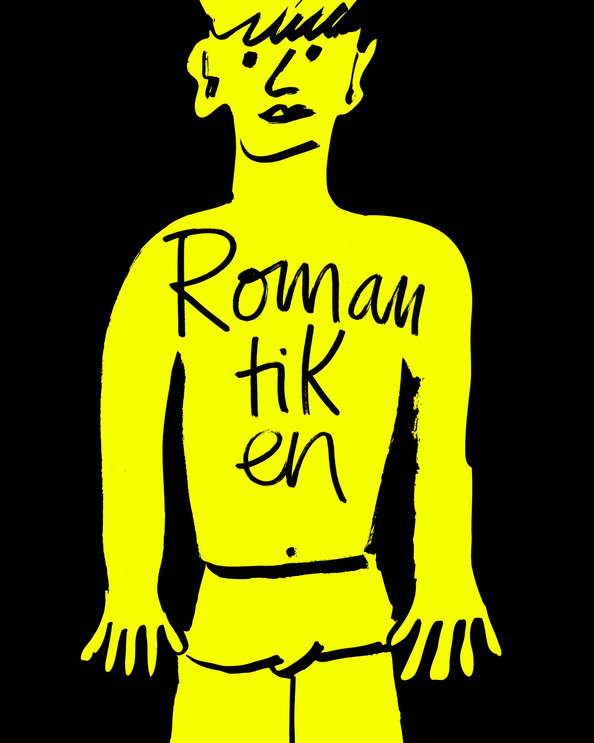 Illustration av en man, över bröstkorgen står det Romantiken.